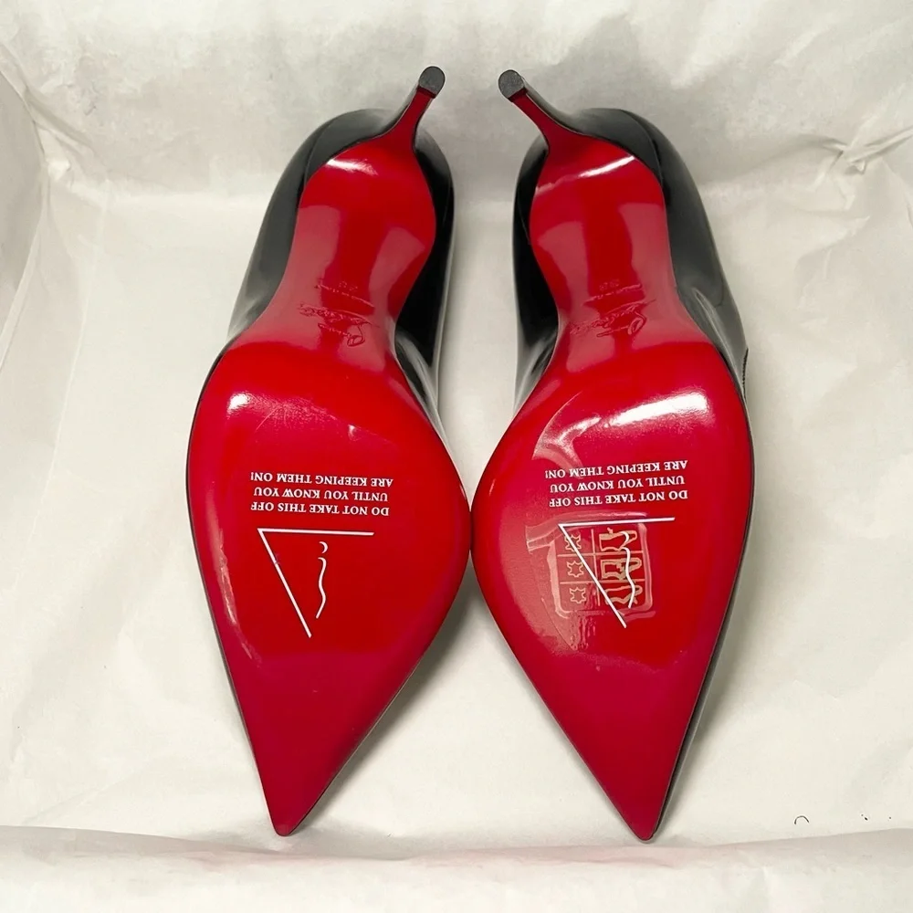 Christian Louboutin HotChick 100mm. Black patent Lin Resille edition. EU38